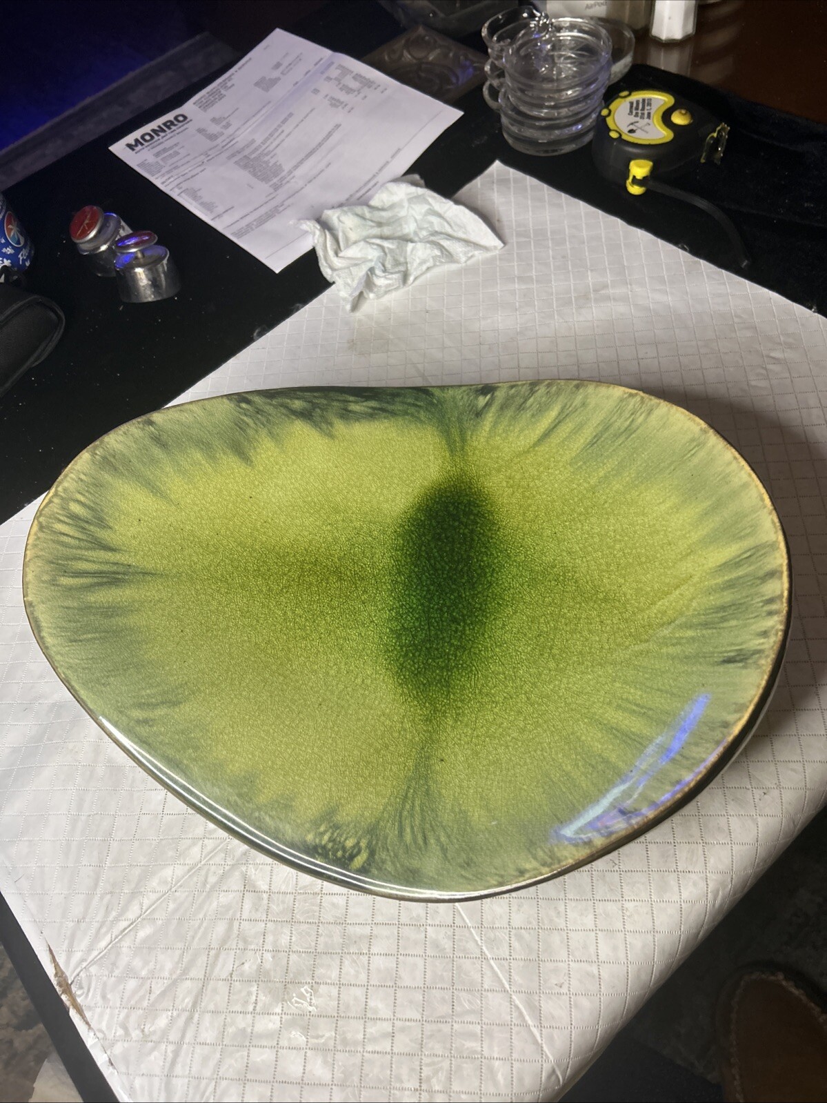 Pier 1 Imports Free Form Shape DECORATE BOWL Multi Tones Of Greens 14.25” gallery