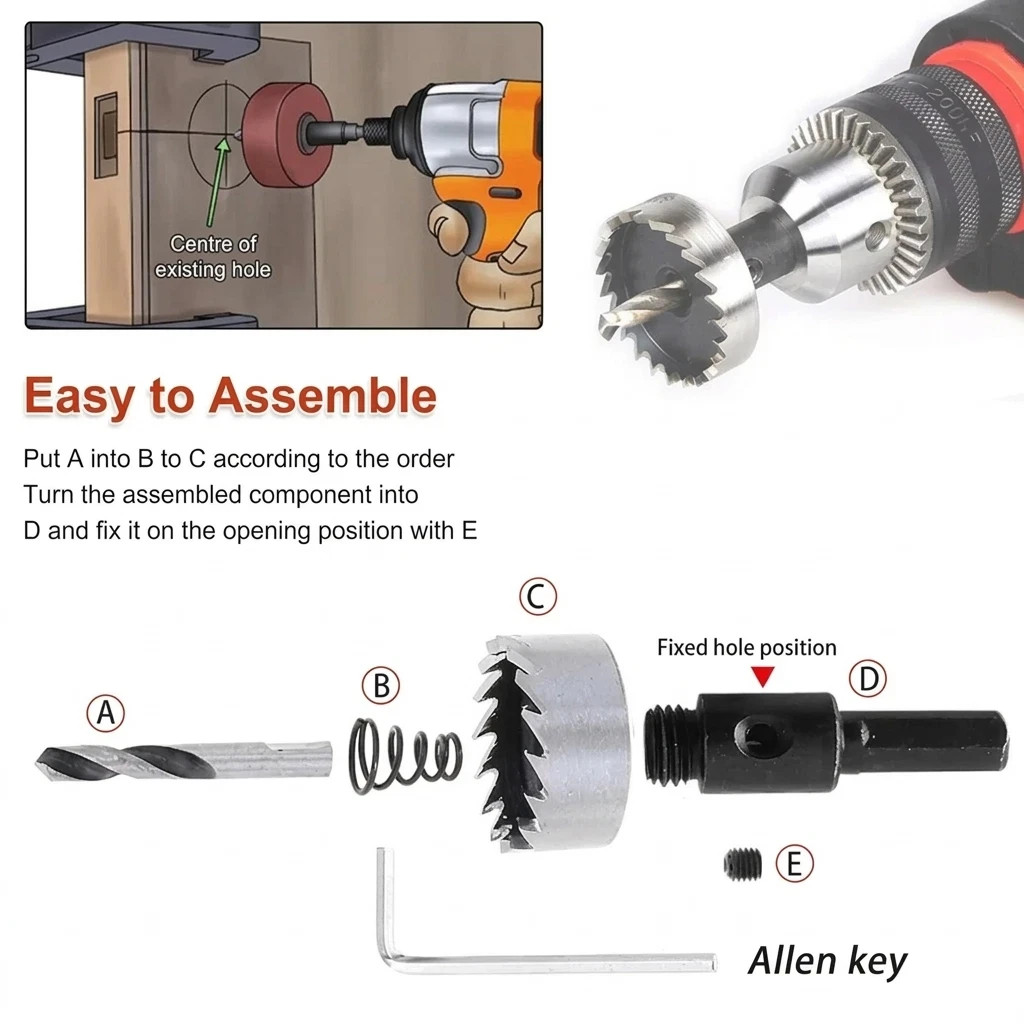 High Quality HSS Drill Bit Hole Saw Set Stainless Steel Metal Alloy 16-63mm gallery
