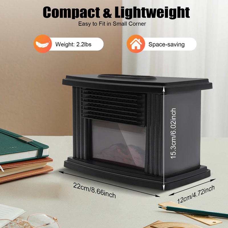 1000W Country Rustic ABS Electric Fireplace 3D Carbon Fire 360° Surround Heating gallery