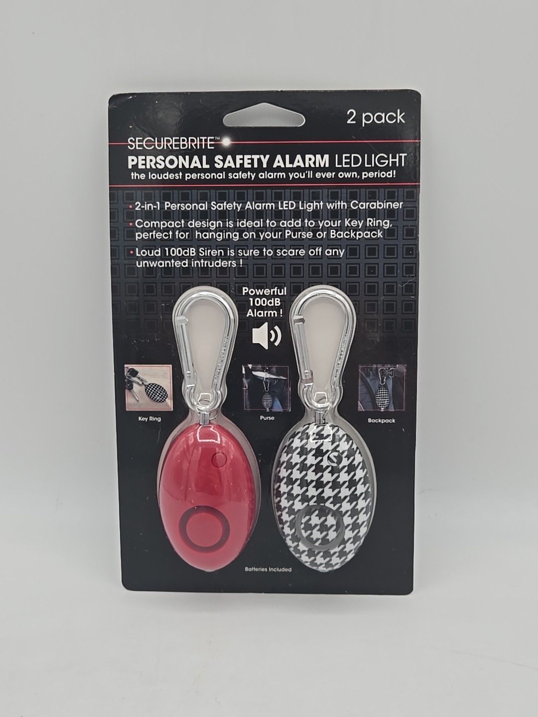 Securebrite Personal Safety Alarm 100 dB 2 Pack NEW gallery
