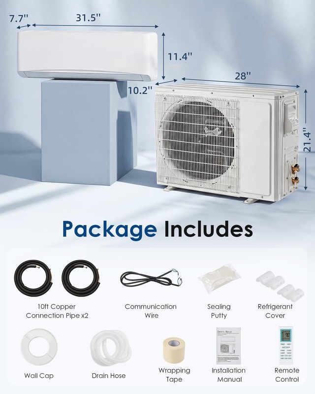 12000 BTU Mini Split AC/Heating System, Wall Air Conditioner & Heat Pump gallery