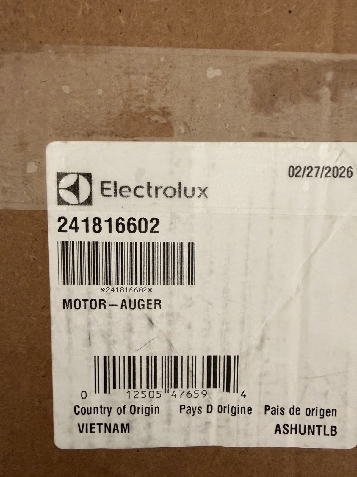 New Open Box Genuine OEM Frigidaire Refrigerator Ice Maker Auger 241816602 gallery