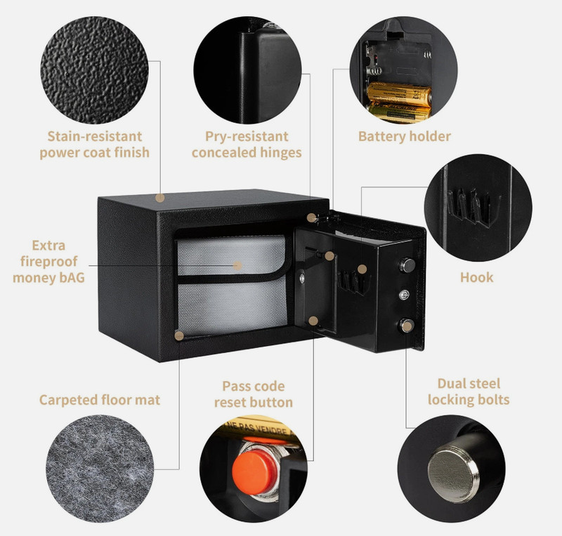 Digital Safe Box fireproof Security lock box for Home Office Cash Jewelry Gun gallery