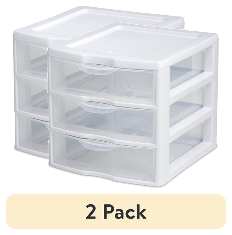 Small 3 Drawer Desktop Unit, Plastic, White gallery