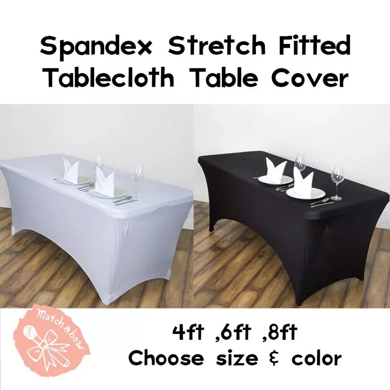 2Pack, 6FT Spandex Table Cover Fitted Rectangular Tablecloth 2PC 6FT Black gallery