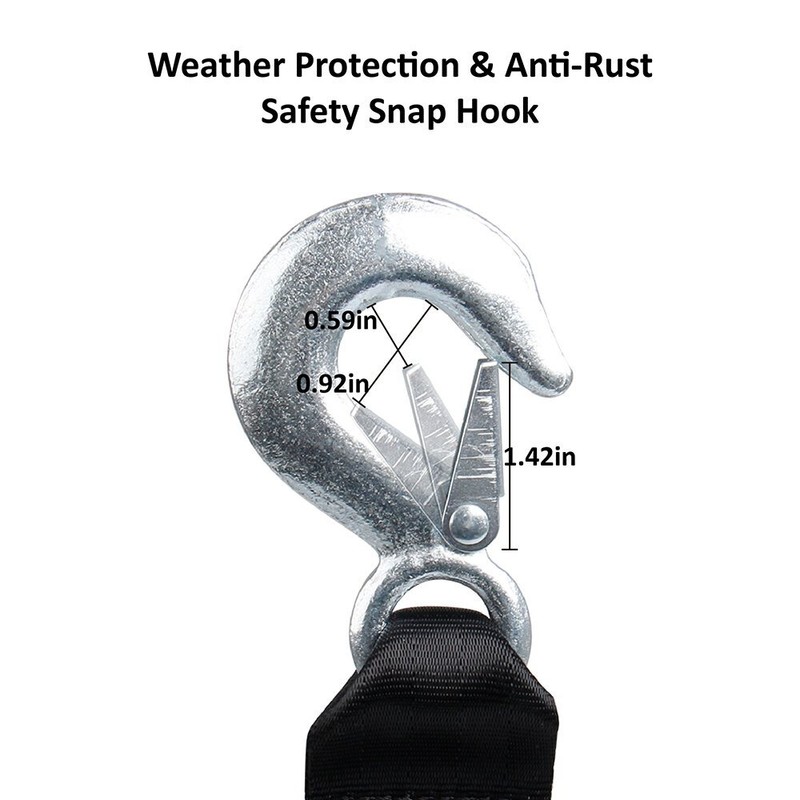 HEAVY DUTY BOAT TRAILER TOW REPLACEMENT WINCH STRAP ROPE 2" x20' WITH SNAP HOOK gallery