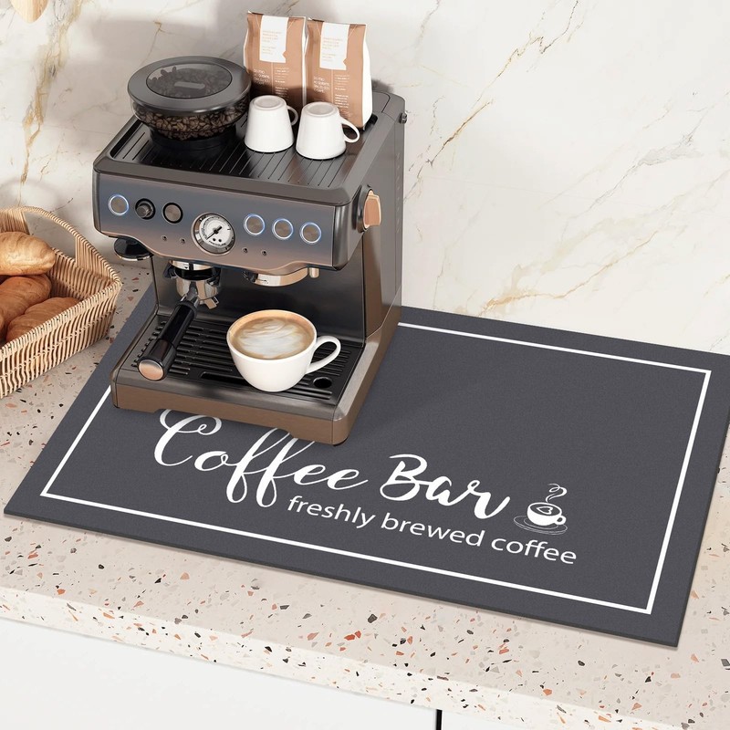 12x20 Inch Dish Drying Mat Super Absorbent Cuttable Coffee Bar DarkGrey Pad gallery
