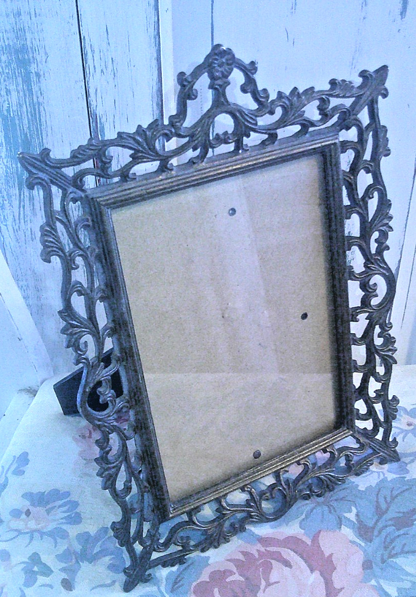 Ornate Brass Picture Frame Rococo Baroque Hollywood Regency Easel Style gallery