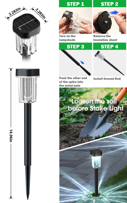 Solar Pathway Lights 12 Pack, Waterproof, 6000K Cold White, Auto On/Off gallery