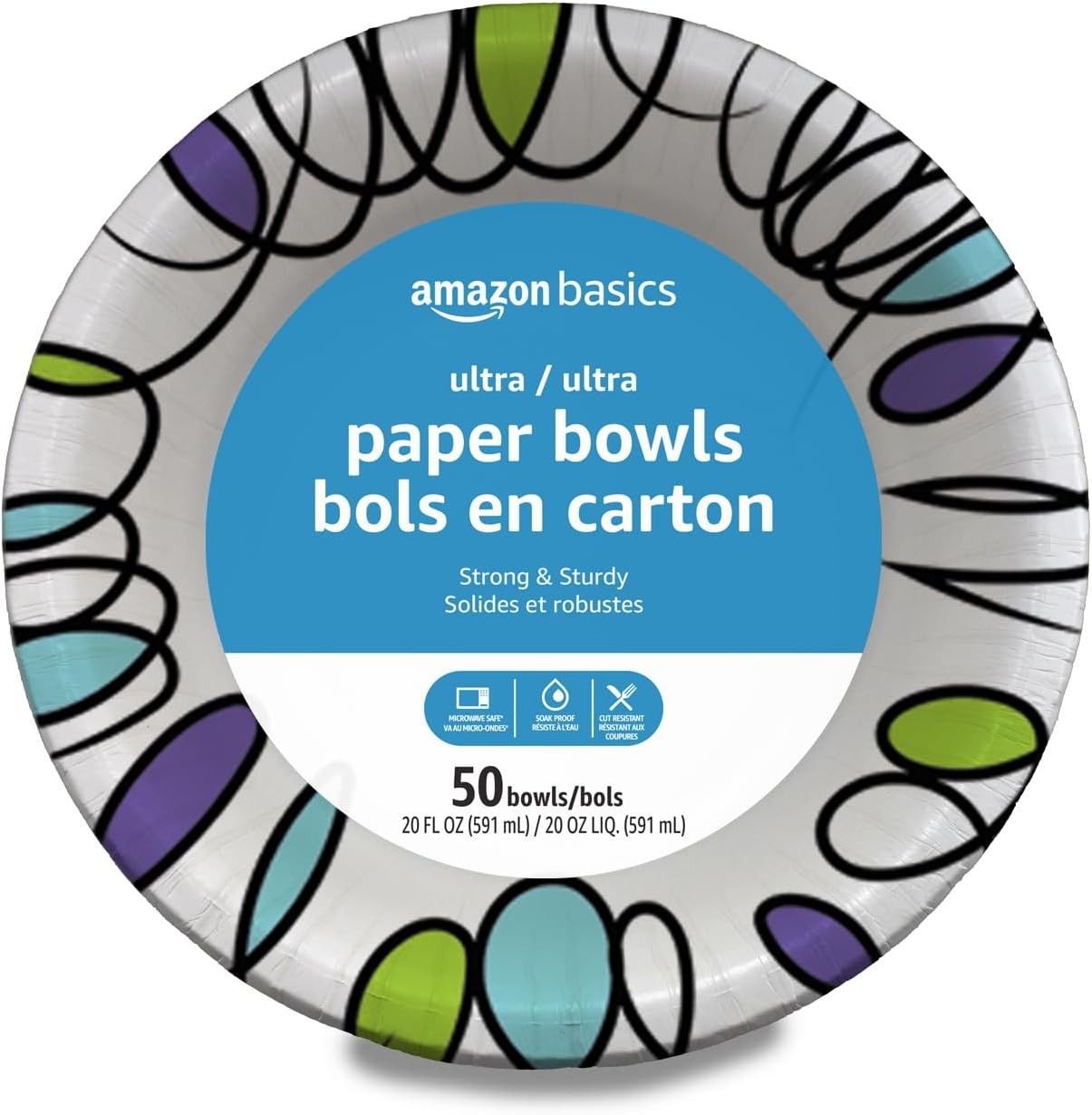 Amazon Basics Ultra Disposable Paper Bowls, 20 Oz, Microwave Safe, Soak Proof, S gallery