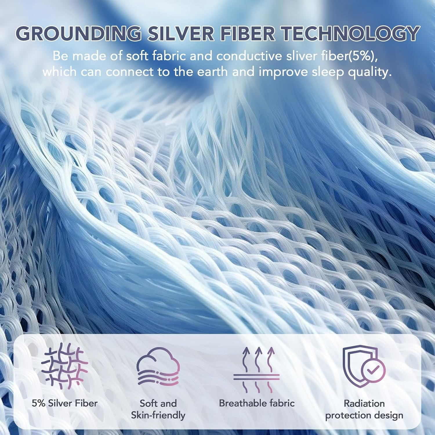 L'AGRATY Grounding Sheets 78x80 Inch Cooling Fiber with 10% Pure Silver Grounded gallery