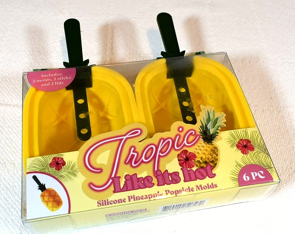 "Tropic Like Its Hot" Pineapple Popsicle Molds, Easy to Use Silicone NEW - 6 PC gallery