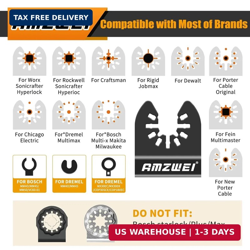 AMZWEI 3PCS Hook Knife Oscillating Multi Tool Blade, Hook Push Pull Scraper Saw gallery