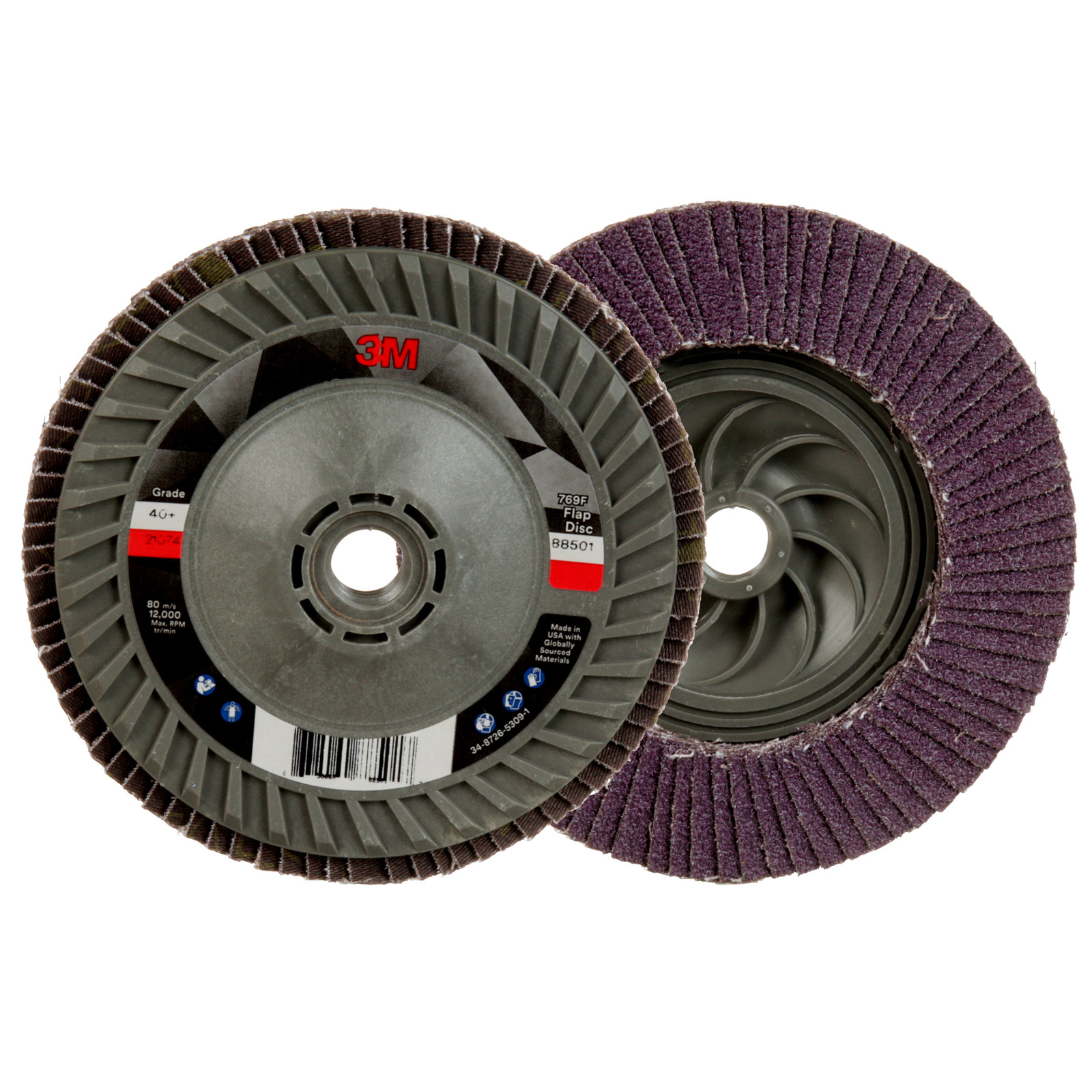 3M Flap Disc 769F, 40+, T29 Quick Change, 5 in x 5/8 in-11 gallery