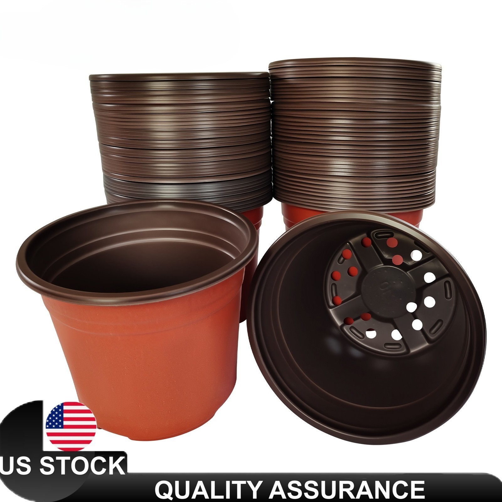 100Pcs 8 Inch Plastic Plant Pots, Garden Nursery Flower Pots for Outdoor Growing gallery