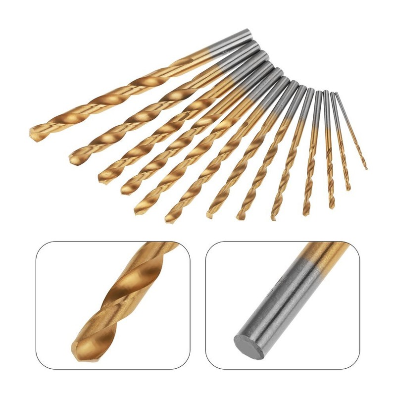 13Pcs HSS Titanium Coated Twist Drill Bit Set 1.5-6.5mm Hex Shank For wood Metal gallery