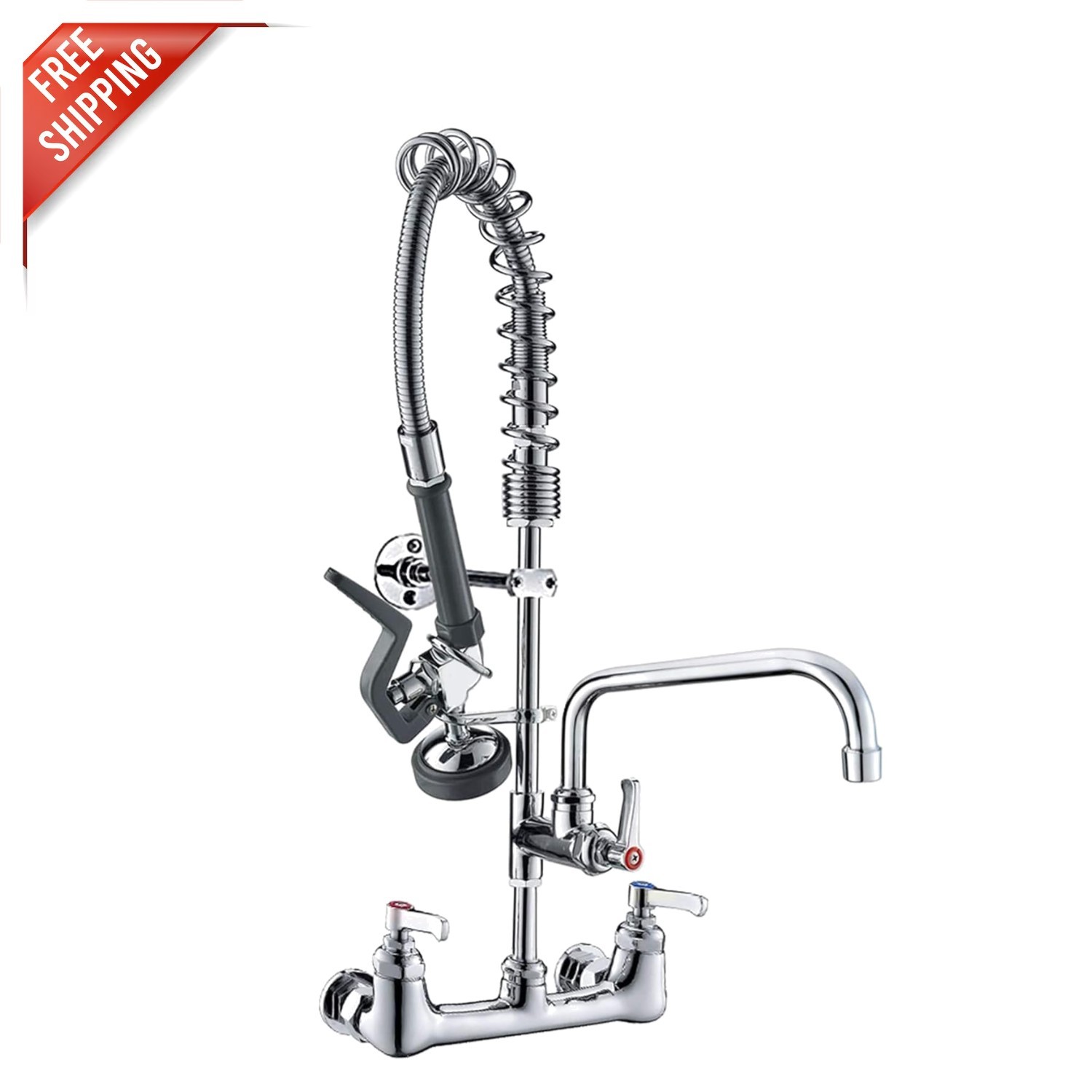 Durable 25-Inch Brass Wall Mount Faucet with Flexible Sprayer for Busy Kitchens gallery