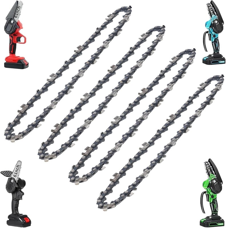Durable 6" Mini Chainsaw Chain - 37 Drive Links in 4-Pack for Effortless Cutting gallery