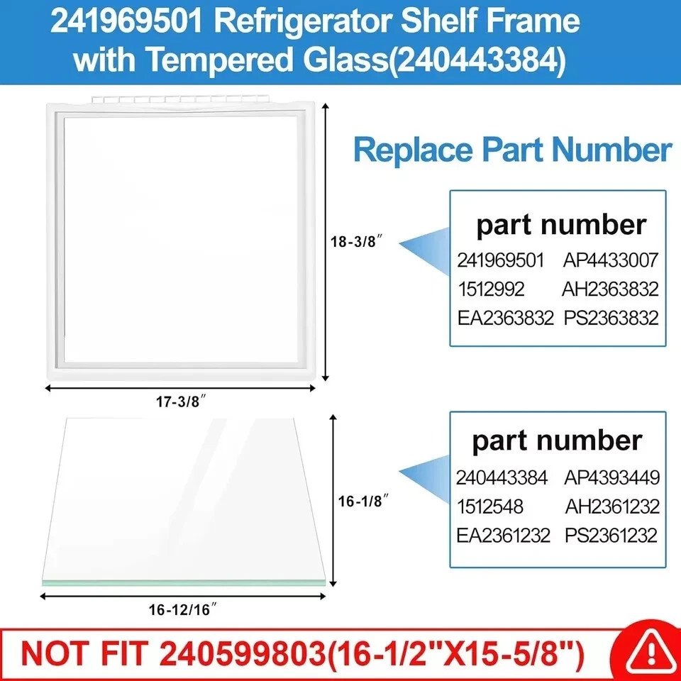 🔥NEW Frigidaire Refrigerator Shelf FRAME WITH GLASS 241969501 & 240443384 🔥 gallery