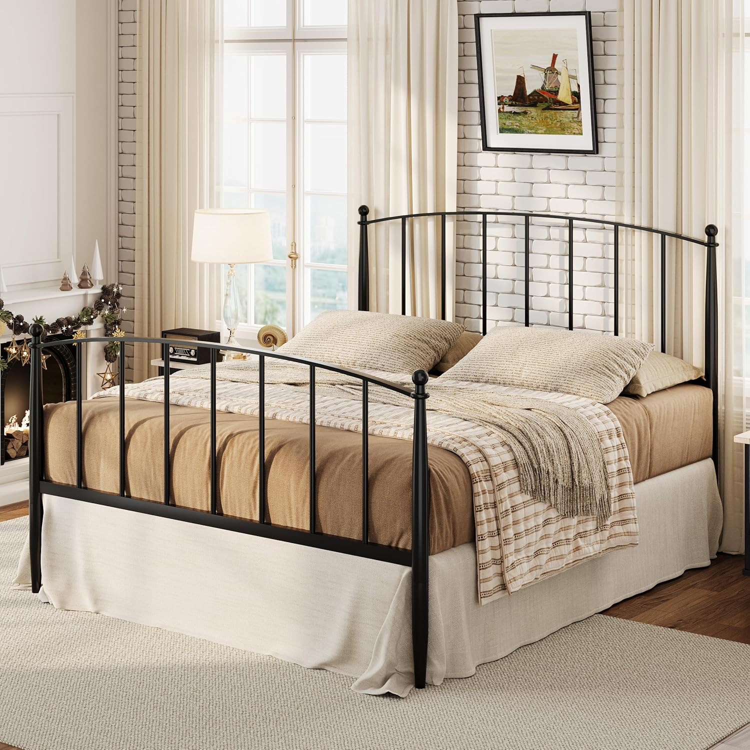 SHA CERLIN Queen Bed Frame, Metal Platform Bed with Victorian Style Iron-Art Hea gallery