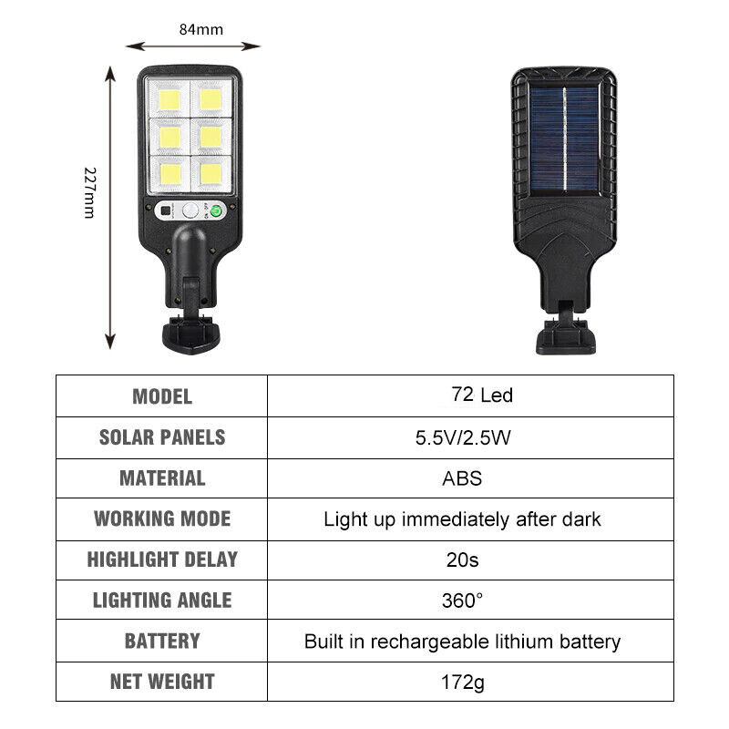 LED Solar Light Motion Sensor 3 Modes Flood Lamp Outdoor Street Wall Yard Garden gallery
