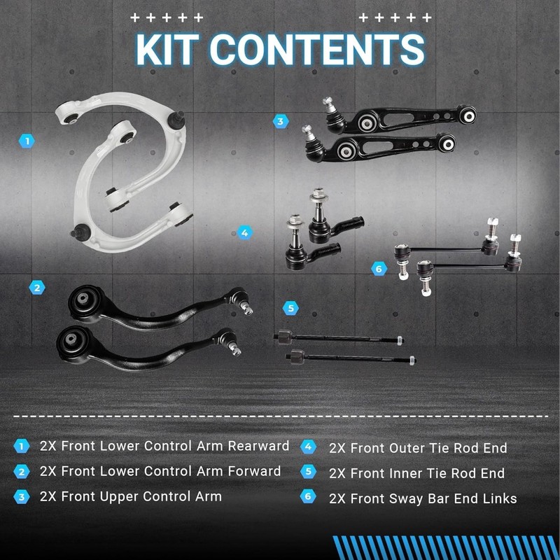 Front Upper and Lower Control Arm Kit Compatible with 2013-2018 Land Rover Range gallery