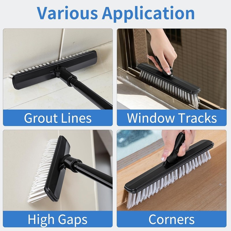 1 or 2 Pack Grout Brush with Long Handle 50 Inches, Swivel Floor Scrub Broom gallery