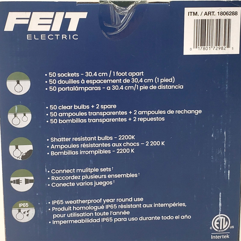 FEIT ELECTRIC CAFE STRING LIGHTS 50' CONNECTABLE INDOOR OUTDOOR PORCH PATIO NEW gallery