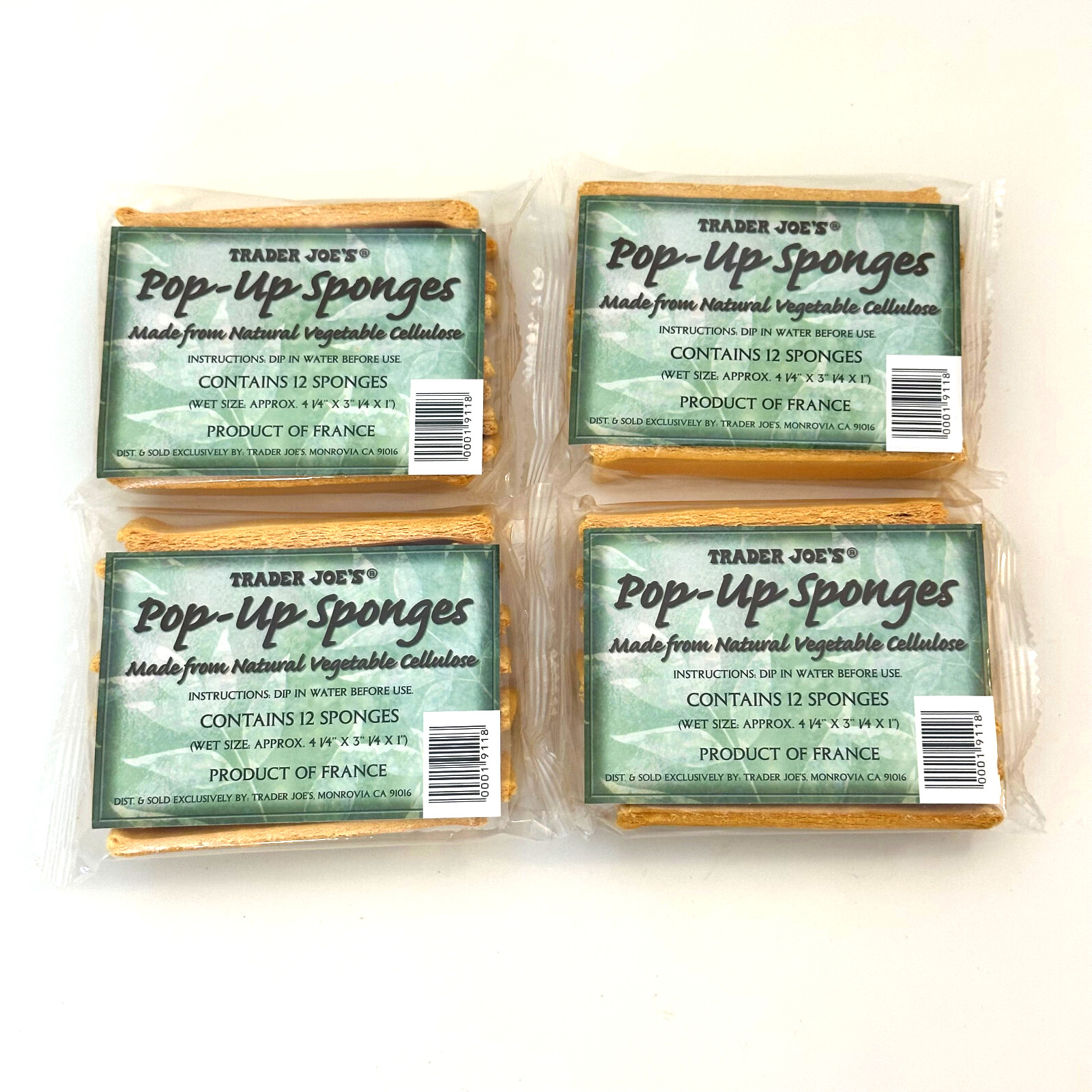 4x Trader Joe's 12 Count Pop-Up Sponges Made From Natural Vegetable Cellulose gallery