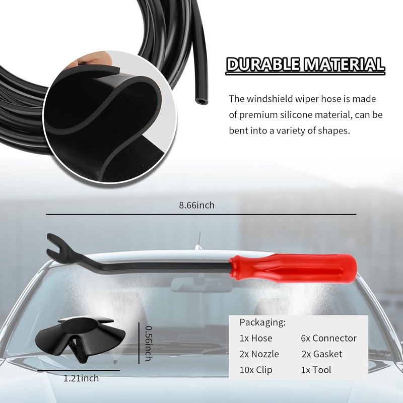 22 Pc Windshield Washer Hose Kit 13 Ft, Fan Nozzles, Dodge, Chrysler, Ram, Jeep gallery