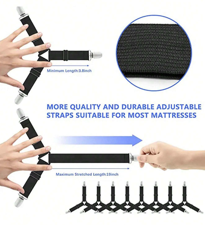 4pcs Adjustable Bed Sheet Fasteners - Metal Sofa & Quilt Clip Set - NEW gallery