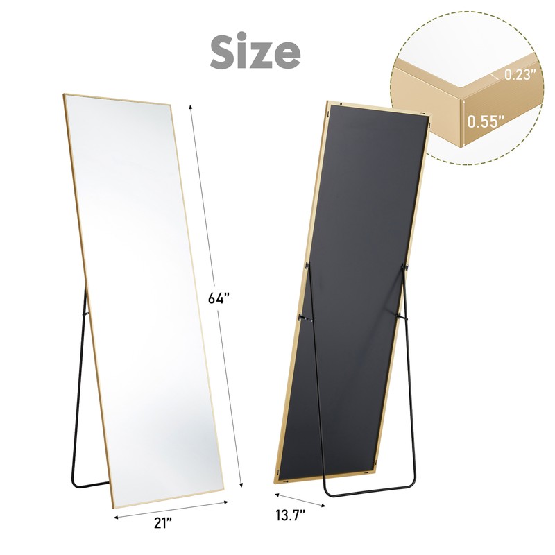 Aluminium Alloy Framed Rectangular Full Body Mirror 3 Mount Styles (Hang/Stand) gallery