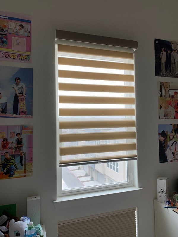 GoDear Design Cordless Light Filtering Zebra Roller Shade Blinds 35"W x 72"L Tan gallery