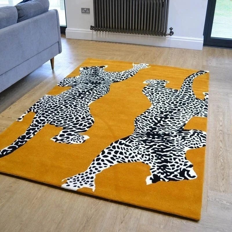 9x12 ft Handmade Hand‑Tufted Wool Area Rug Mustard Yellow Modern Living Room Rug gallery