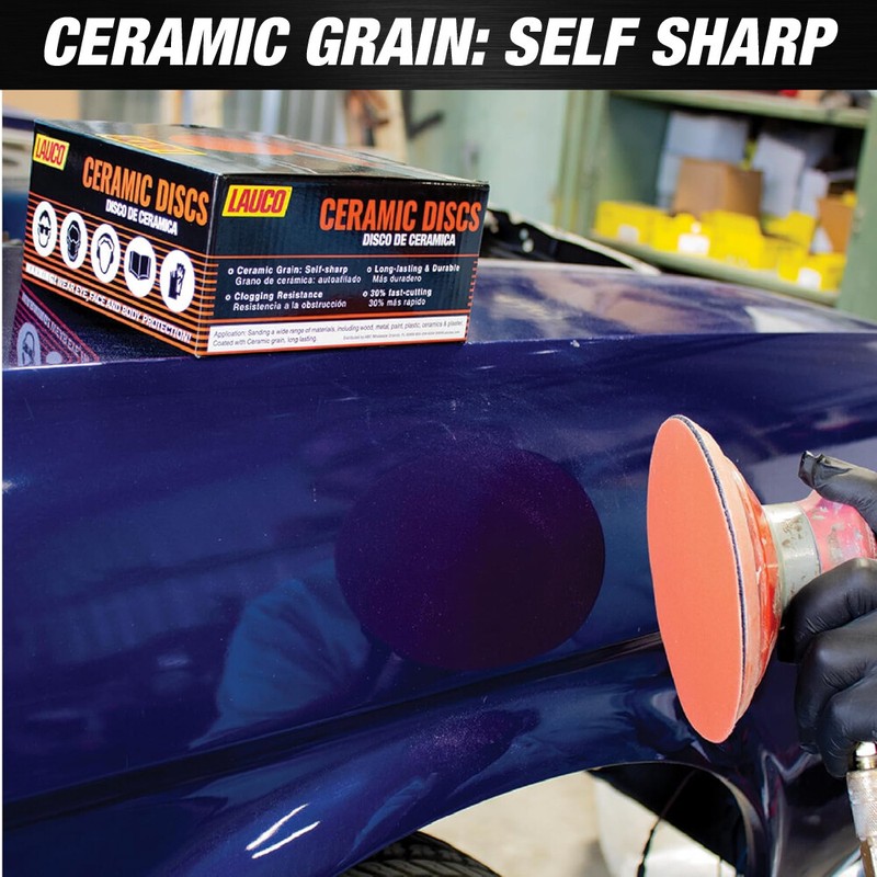 6” Premium Ceramic Grain Orange PSA Discs, No Hole, Self Adhesive Back gallery