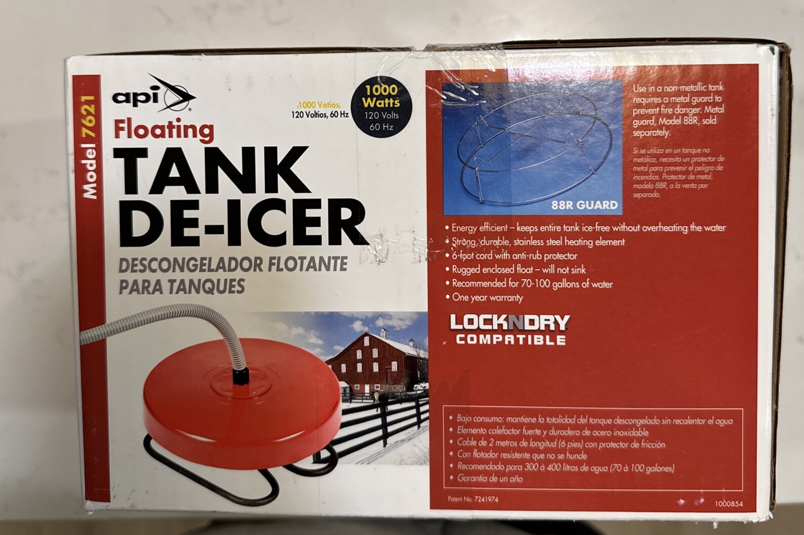 Allied Precision 7621 1000-Watt Floating De-Icer, Red (70-100 Gallons) gallery