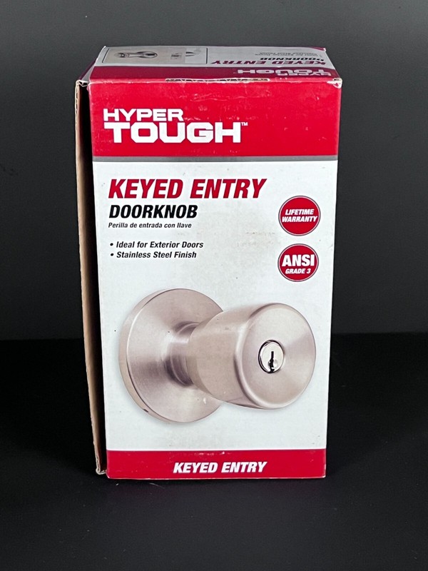 Hyper Tough Keyed Entry Doorknob Stainless Steel Finish ANSI Grade 3 Open Box gallery