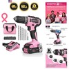 20V Pink Cordless Drill Driver Set, 3/8” Keyless Chuck, 2.0 Ah Li-ion Battery... gallery