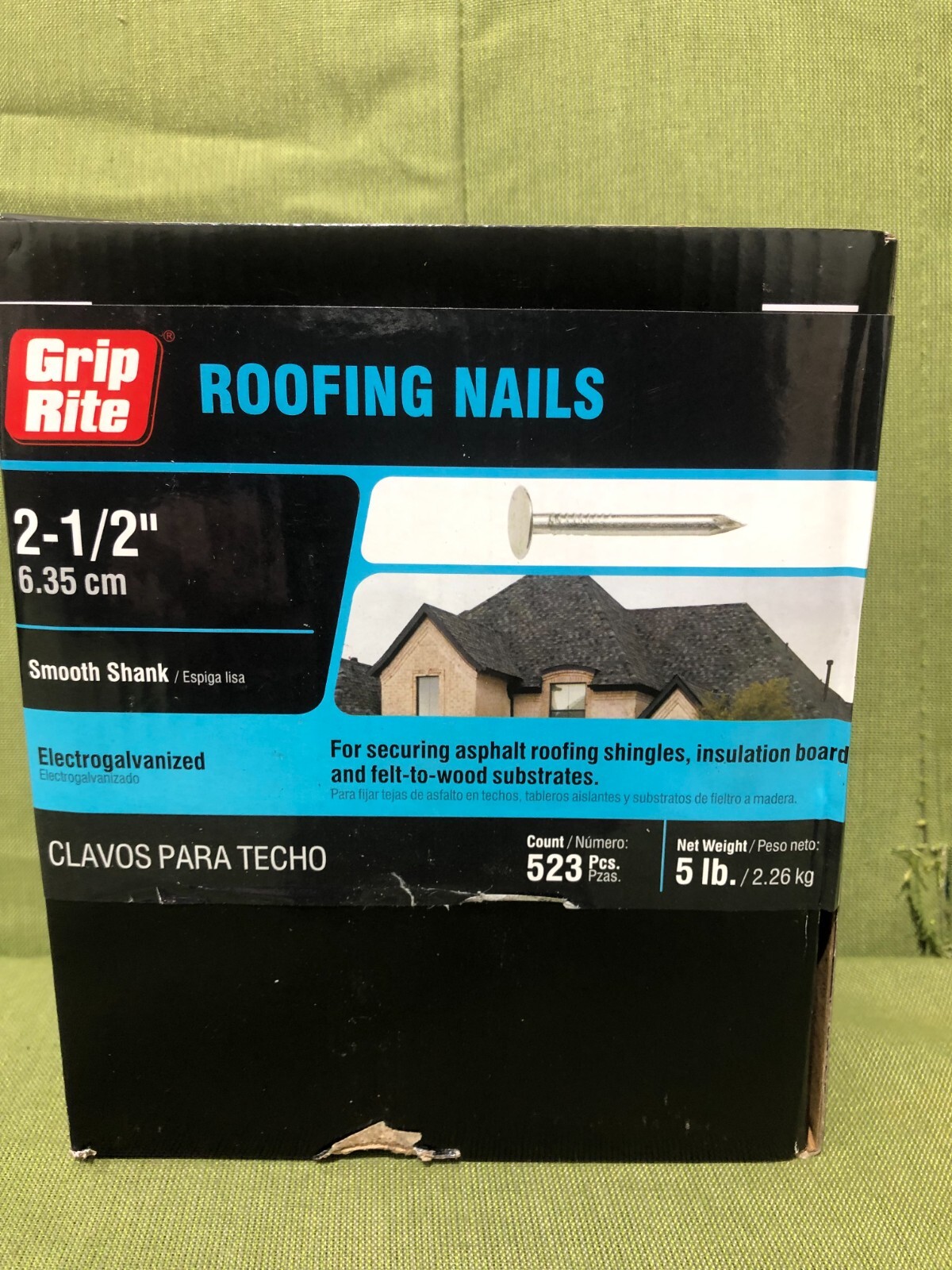 GripRite Roofing Nails 2-1/2” Smooth Shank, 5 pounds (523 Pcs) Electrogalvanized gallery