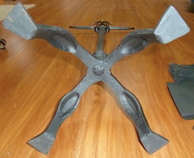 RARE VINTAGE HAND FORGED BLACK SOLID WROUGHT IRON STEEL FIREPLACE TOOL SET gallery