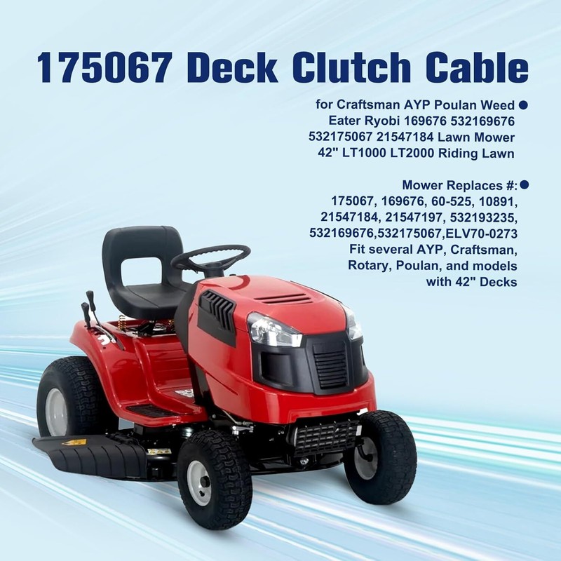 42” Deck Engagement Clutch Cable For Craftsman LT1000 LT2000 DLT3000 NEW gallery