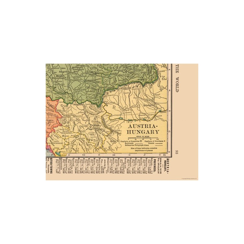 Historic Map - Austria Hungary - Hammond 1910 - Vintage Wall Art gallery