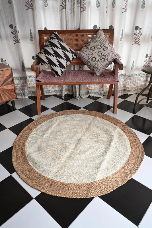 Rugmoda Jute Natural & Ivory Braided 4x4 ft Round Rug for Living Room Bedroom gallery