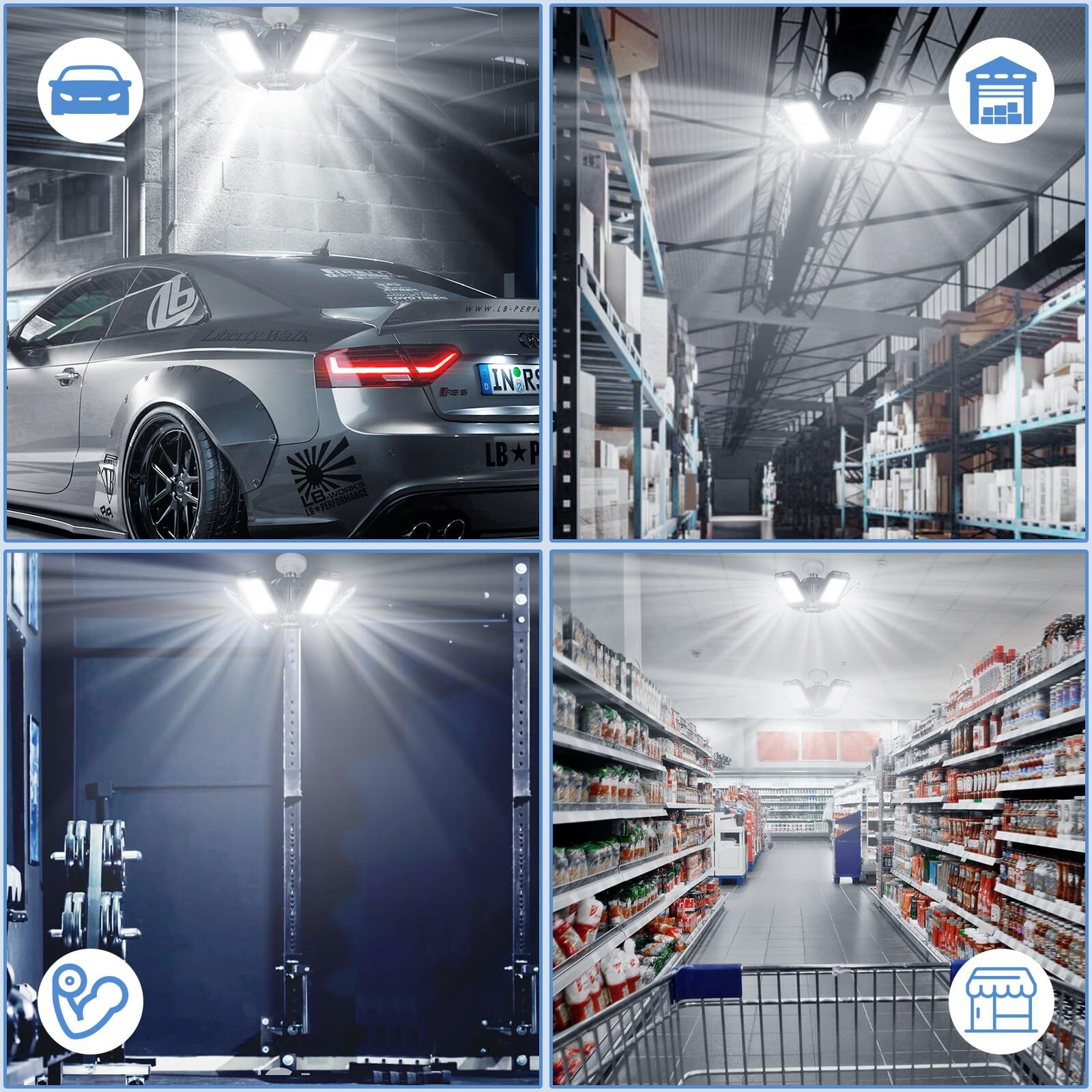 Strong Triburst Multi-Directional 16000 Lumen Super Bright LED Garage Light Defo gallery