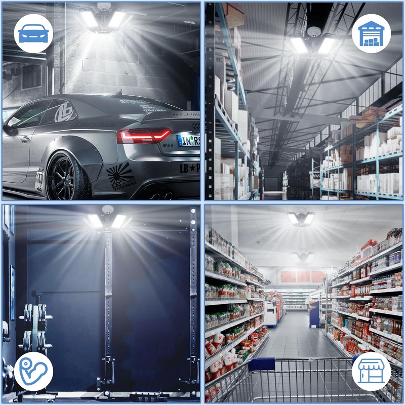 Strong Triburst Multi-Directional 16000 Lumen Super Bright LED Garage Light Defo gallery