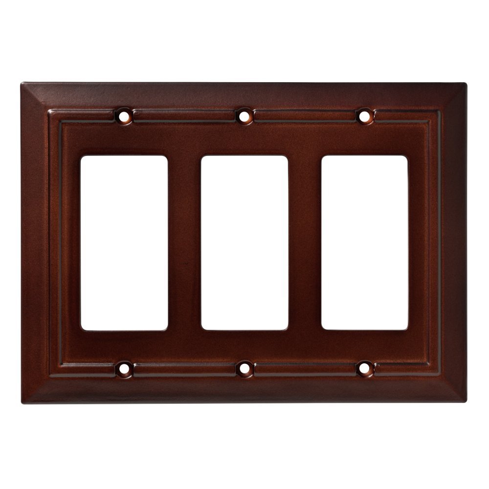 Triple Decorator Wall Plate GFCI Rocker Gang Combo Espresso Architectural gallery
