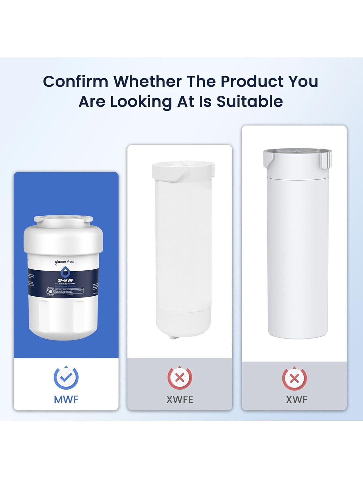 3PACK MWF Water Filters for GE Refrigerators, NSF 42 Replacement for SmartWater gallery