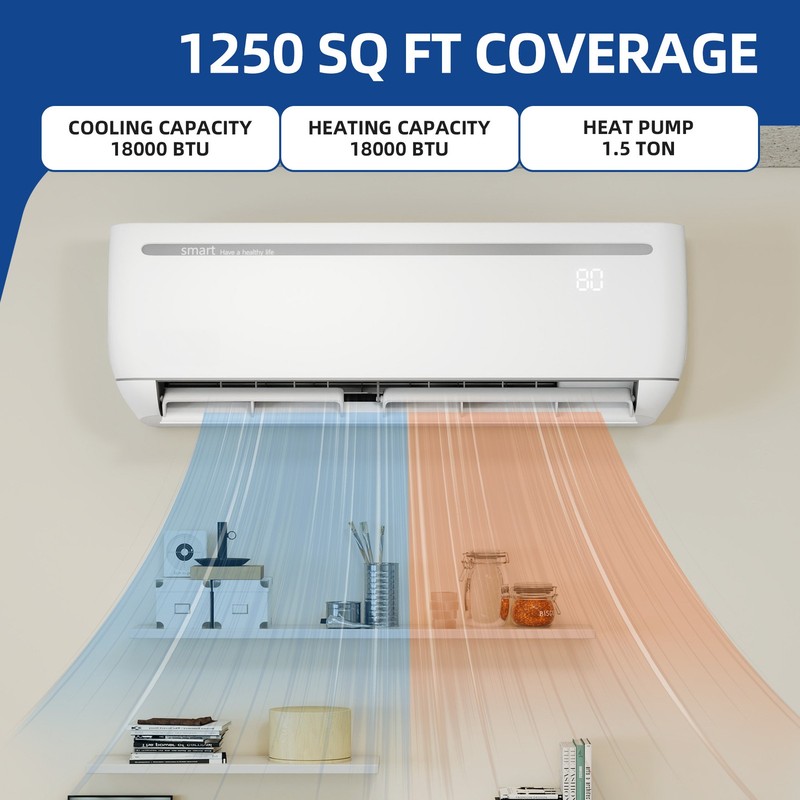 18,000 BTU Ductless Mini Split Heat Pump High Efficiency 19 SEER2 208-230V gallery