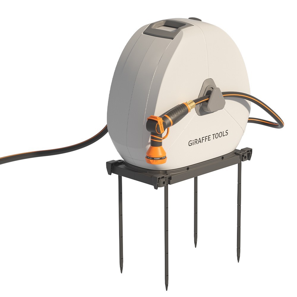 Giraffe Tools 1/2" x 82FT Retractable Garden Hose Reel 360° Swivel Ground Mount gallery