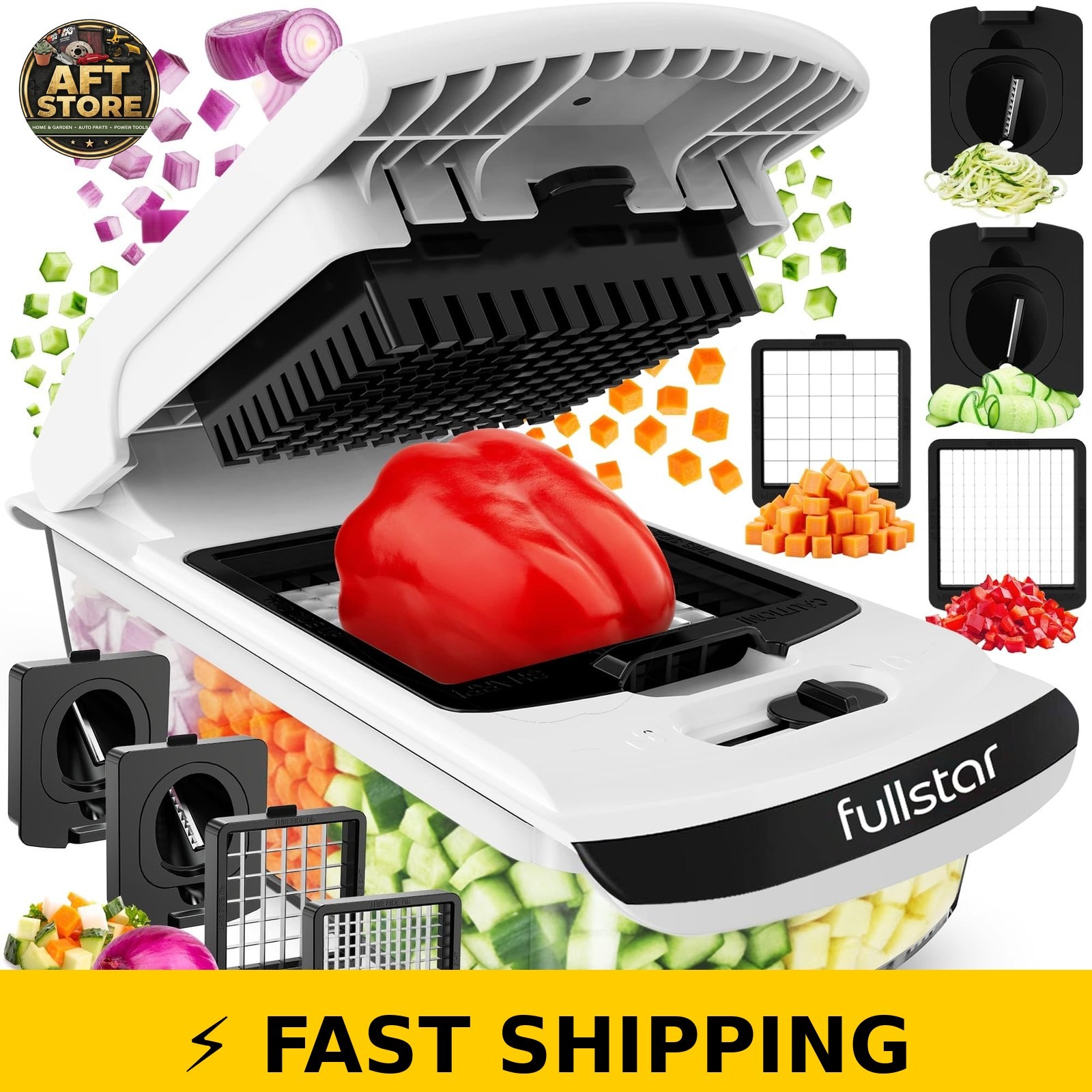 Fullstar Pro Chopper - Vegetable Chopper & Spiralizer, White gallery